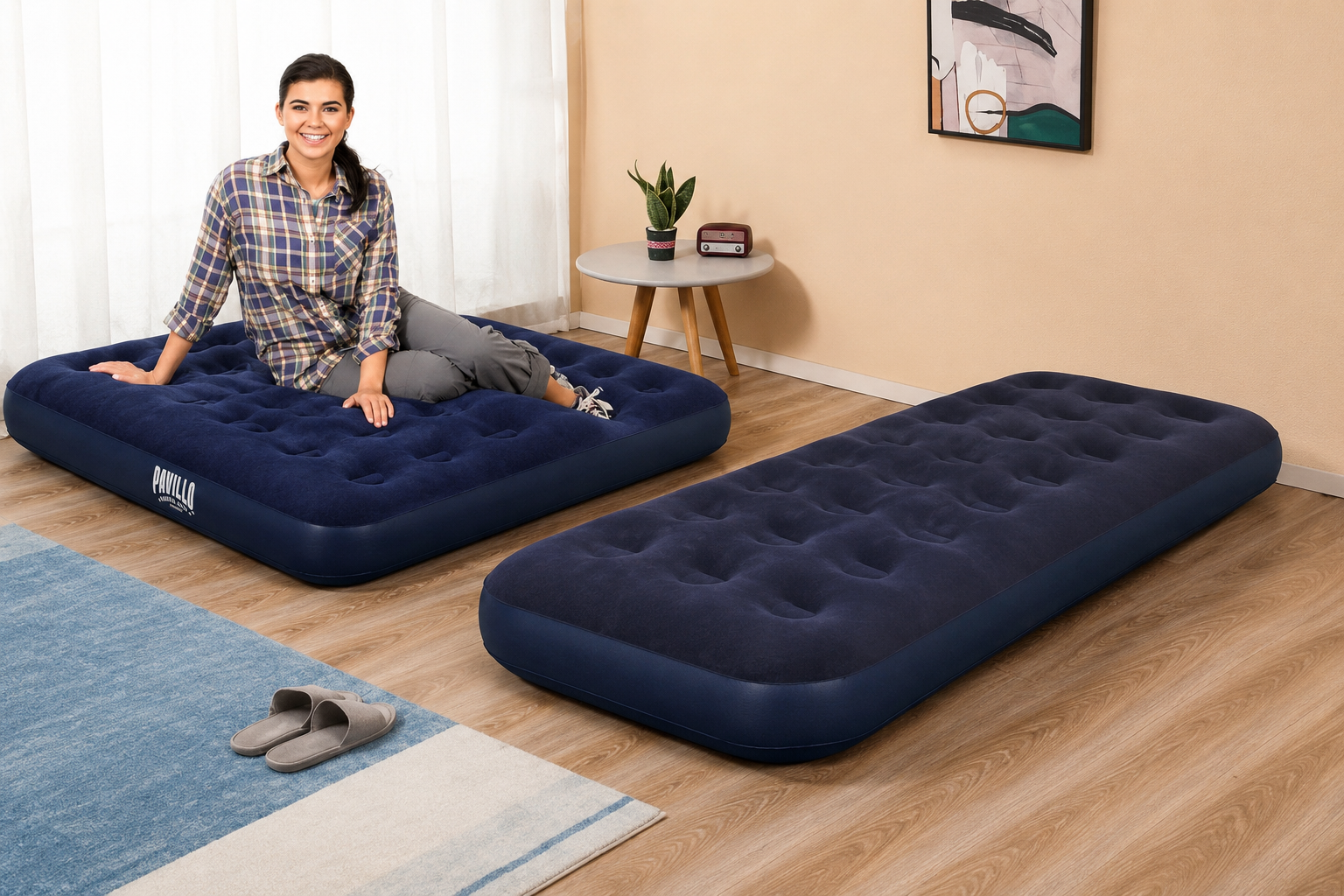 Matela gonflable BLUE 190cm * 100cm مرتبة قابلة للنفخ – راحة مثالية أينما كنت